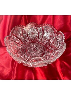 Early American Pressed Glass Bowl Brilliant Daisy Dot READ